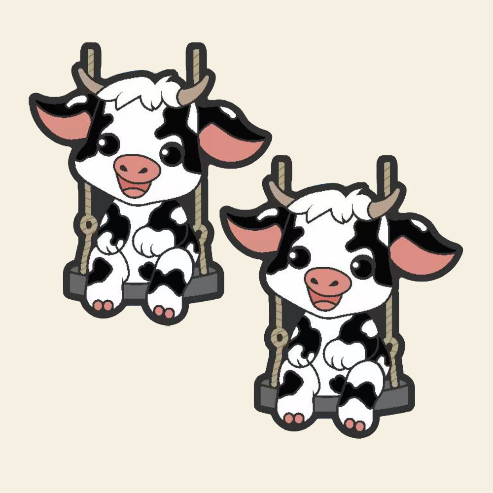 Wholesale 10pcs Cartoon Western Style Swing Cow Rubber Beads